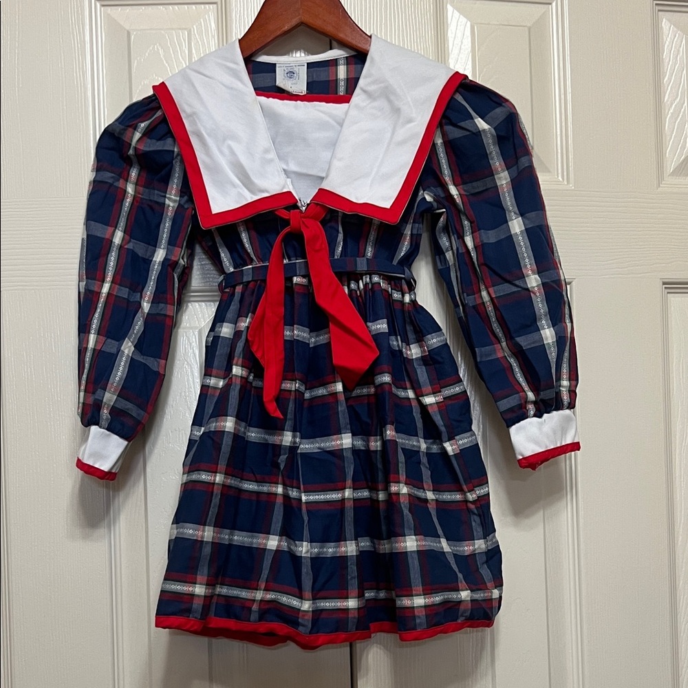 Youngland Navy and Red Plaid Dress Size 6